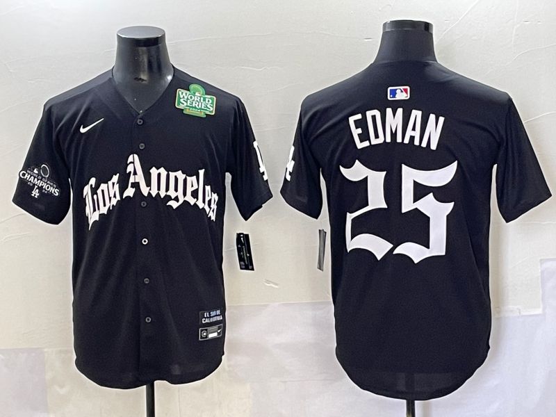 Men 2025 Los Angeles Dodgers #25 Edman Black Five generations Joint Name Nike MLB Jersey style 7